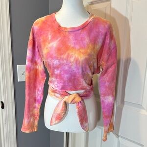 Lovers + Friends Pink and Orange Tie-Dye Long Sleeve Top